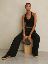 Women - Petite Wide-Leg Elasticated-Waist Trousers in Black | Reiss