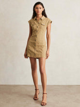 Women - Paige Fern Beige Denim Button Through Mini Dress in Fern Beige | Reiss