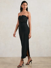 Women - Halston Strapless Crepe Midi Dress in Black | Reiss