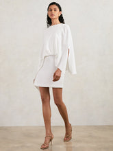 Women - Halston Mini Ivory Asymmetric Cape Dress in Ivory | Reiss