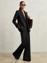 Women - Petite Wool-Blend Wide-Leg Suit Trousers in Black | Reiss