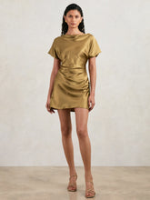 Women - Acler Draped Satin Mini Dress in Gold Moss | Reiss