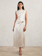 Women - Acler Satin Draped Maxi Dress in Ivory | Reiss