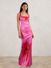 Women - Good American Satin Floral Maxi Dress in Pink | Reiss