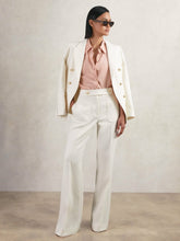 Women - Twill Button-Tab Flared Trousers With Wool in White | Reiss