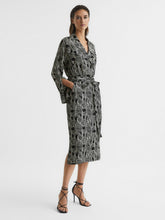 Women - Swirl Print Midi Dress in Black/Cream | Reiss