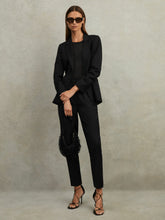 Women - Petite Wool Blend Tapered Suit Trousers in Black | Reiss