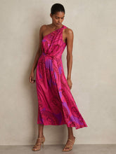 Women - Paisley-Print One-Shoulder Midi Dress in Pink | Reiss