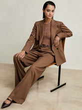 Women - Petite Wool-Blend Wide-Leg Suit Trousers in Tan | Reiss